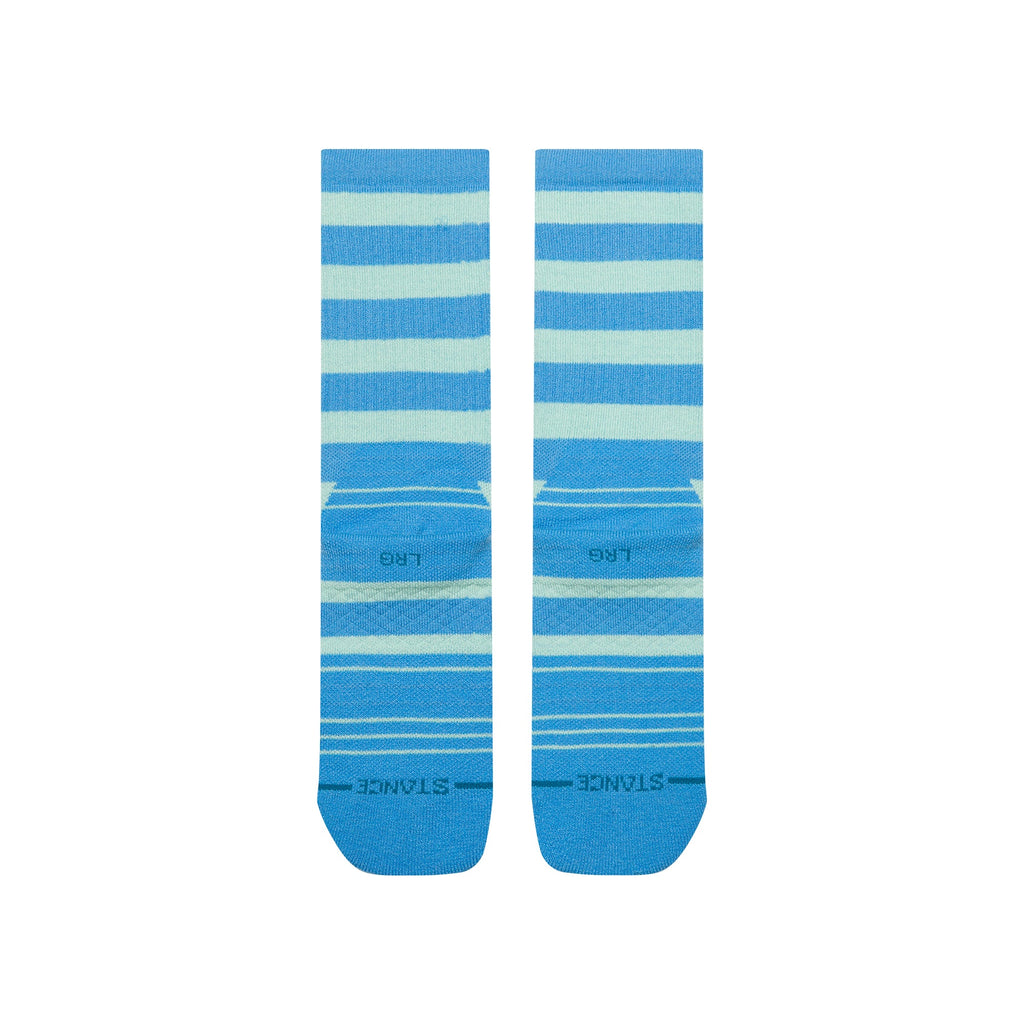 Stance Striped It Hike Crew socks in Electric Blue, on foot