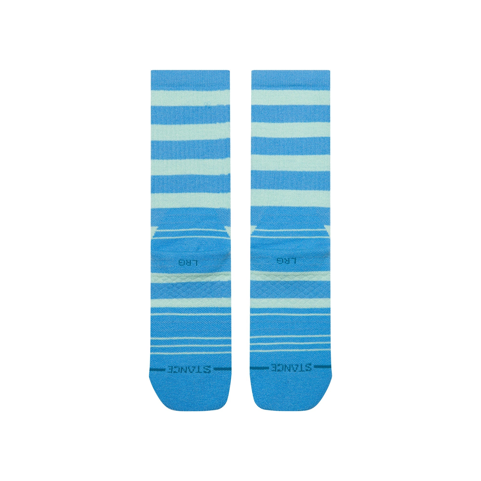 Stance Striped It Hike Crew socks in Electric Blue, on foot