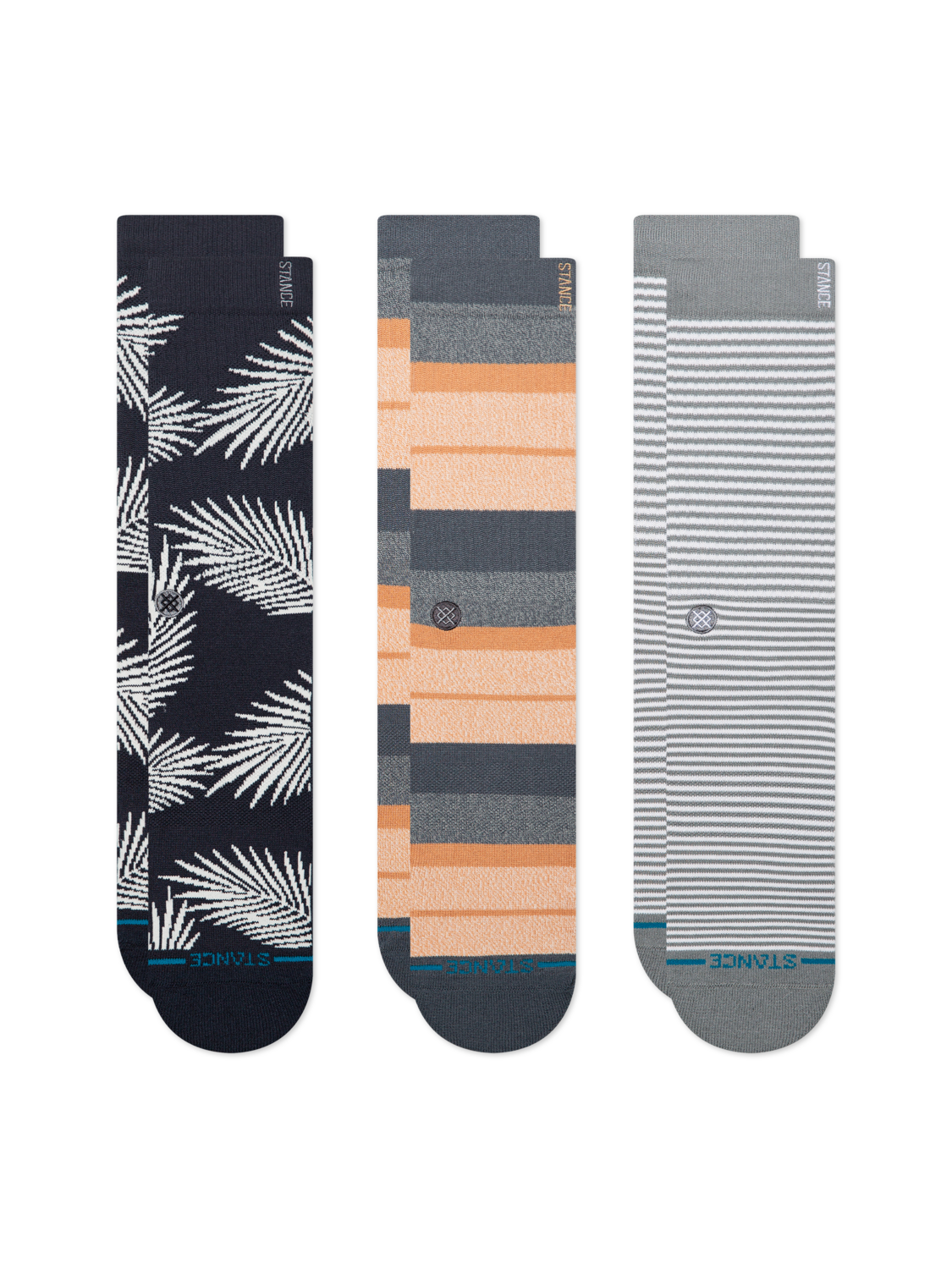Stance Frond 3 Pack crew socks in Navy, detail