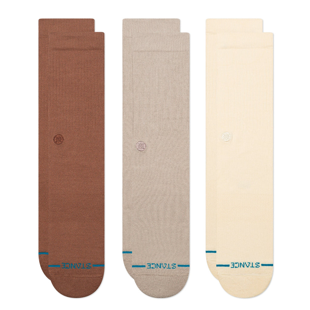 Stance Icon 3 Pack crew socks in Brown