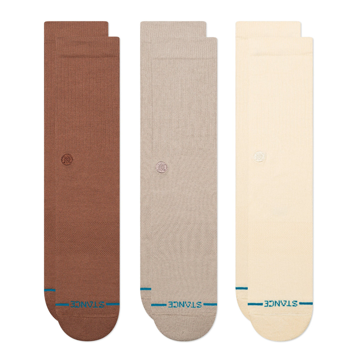 Stance Icon 3 Pack crew socks in Brown