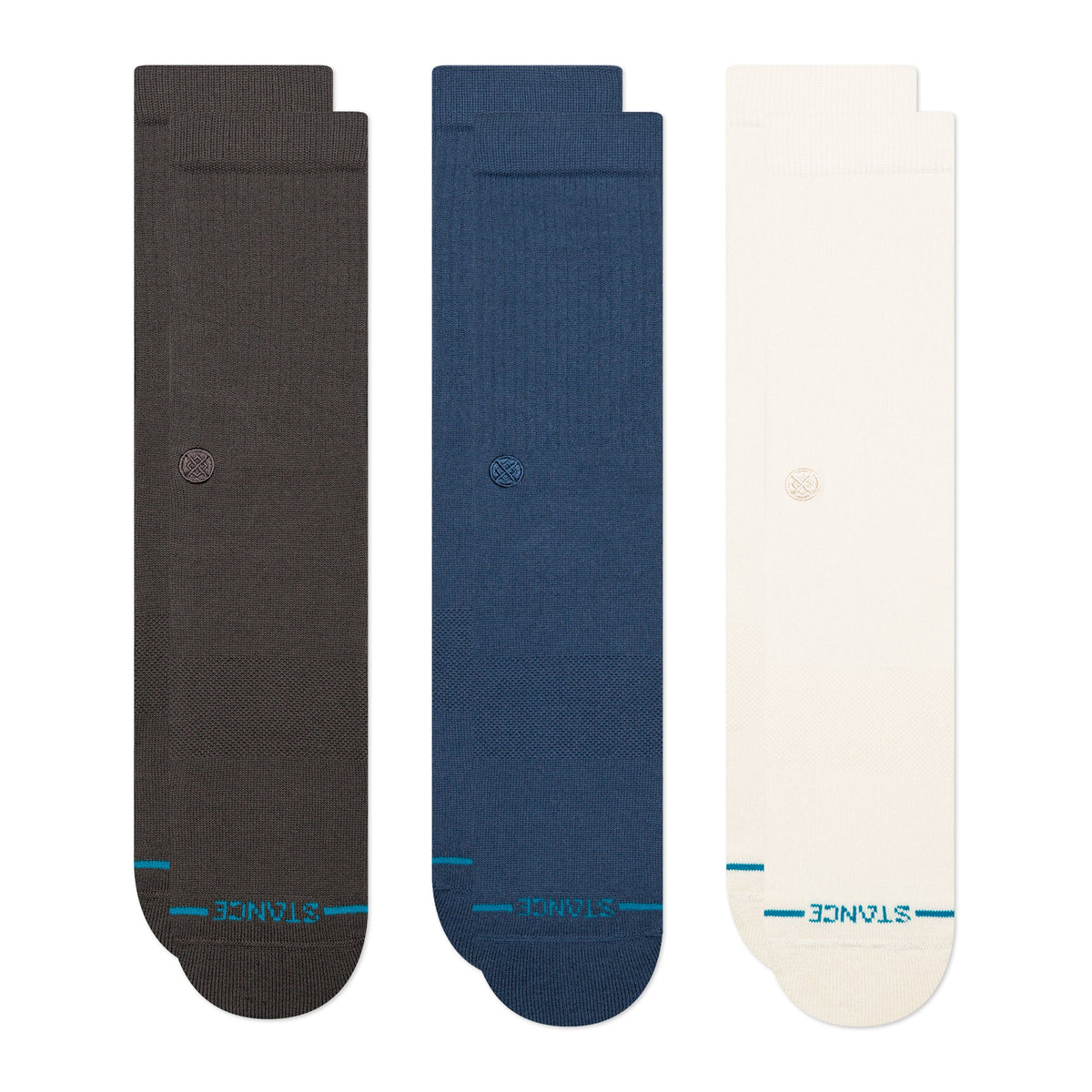 Stance Icon 3 Pack crew socks in Charcoal
