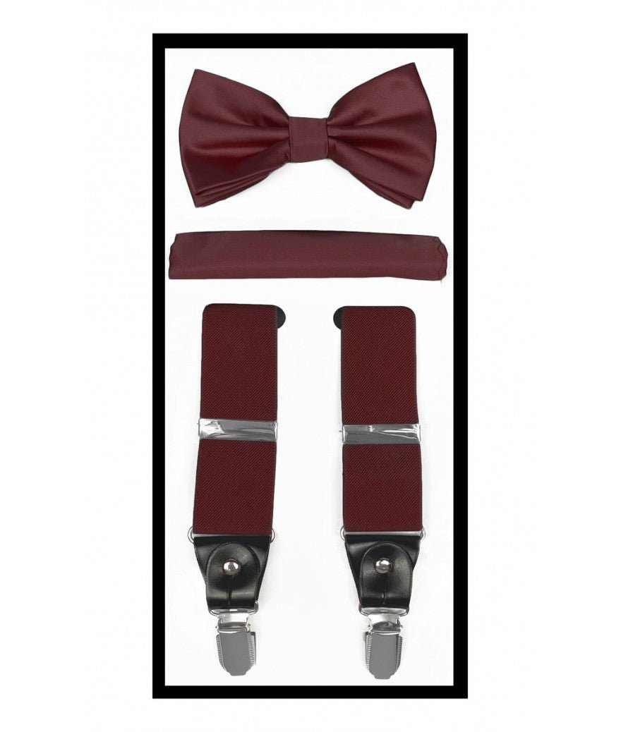 Boy's Brand Q Suspender, Bow Tie & Hankie Set - ODIONKSBH10-R